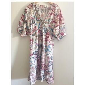 Lola Australia Women’s Floral Button Front Dress Size M White S9